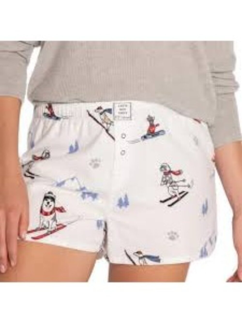 P.J. Salvage Flannel Ski Dog Print Pajama Shorts